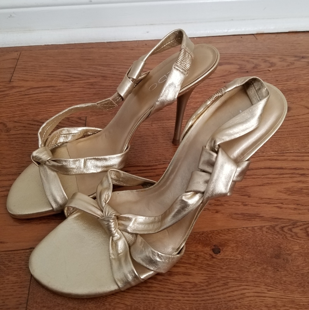 Aldo Gold Strappy Heels for Formal Events